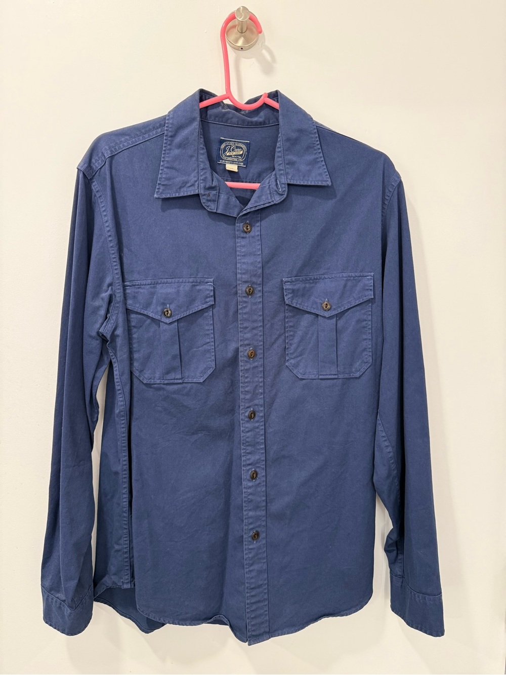 J. Crew Men's Button-Down Work Shirt in Navy Blue